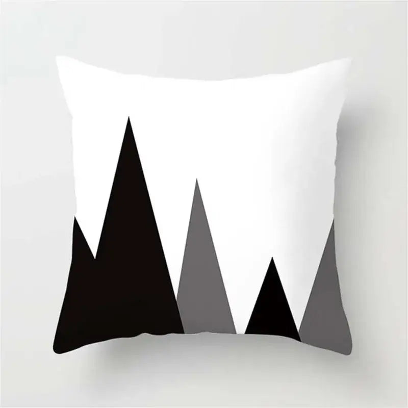 Minimalist black & white flocking pillowcase living room cushion cover