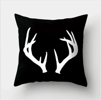 Minimalist black & white flocking pillowcase living room cushion cover