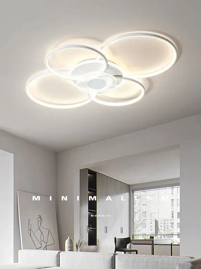 Minimalist black & white floral ring ceiling lamp living room