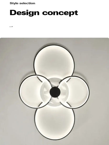 Minimalist black & white floral ring ceiling lamp living room