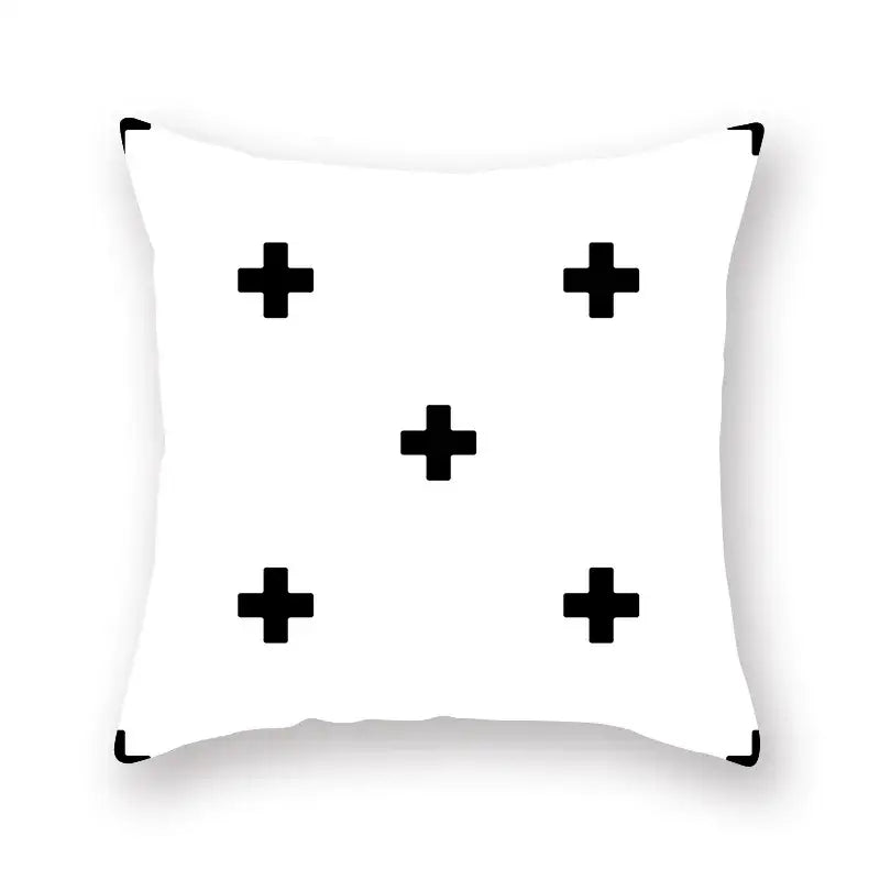 Minimalist black & white geometric cushion cover living room decor