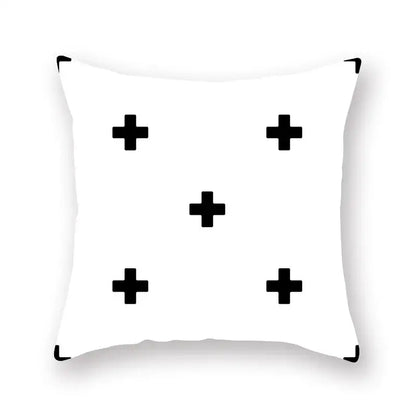 Minimalist black & white geometric cushion cover living room decor