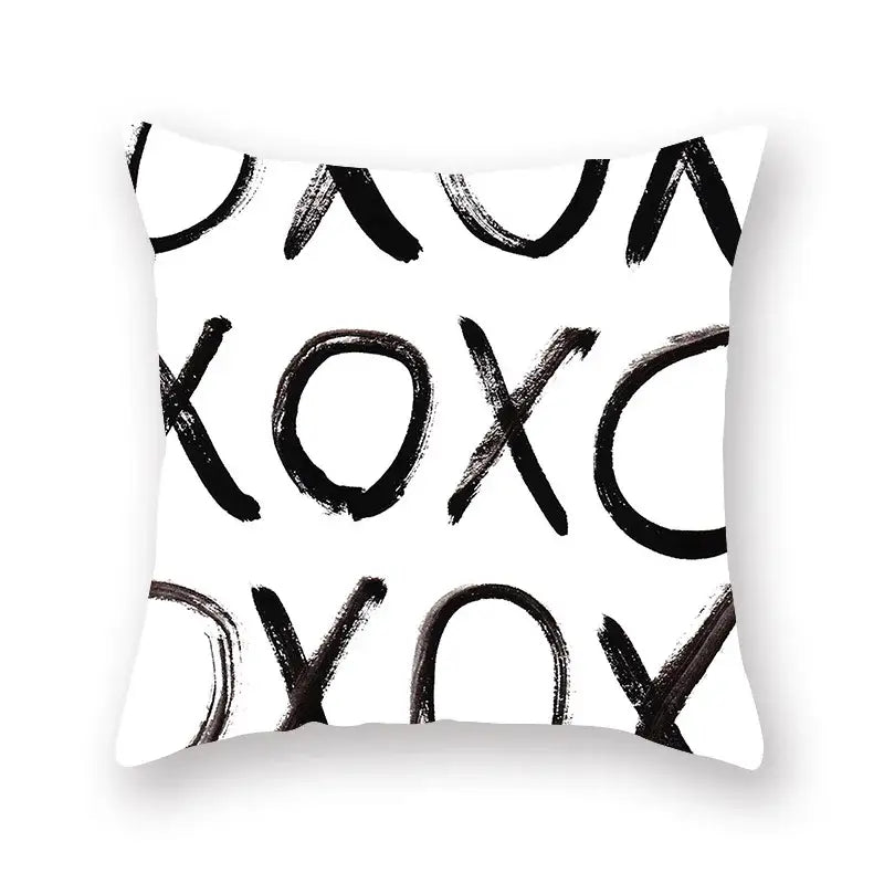 Minimalist black & white geometric cushion cover living room decor