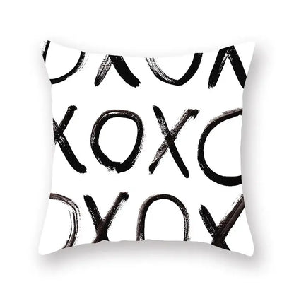 Minimalist black & white geometric cushion cover living room decor