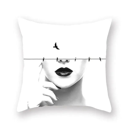 Minimalist black & white geometric cushion cover living room decor
