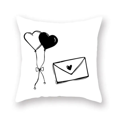 Minimalist black & white geometric cushion cover living room decor