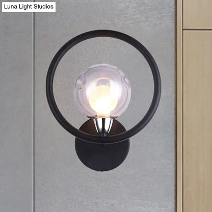 Minimalist black & white glass ball wall sconce bedroom light