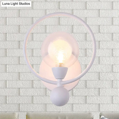 Minimalist black & white glass ball wall sconce bedroom light