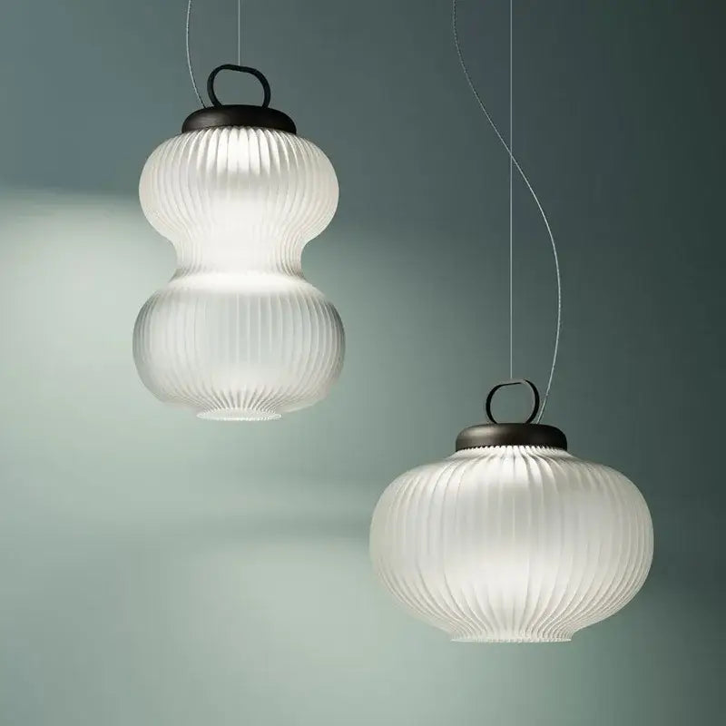 Minimalist black & white glass chandelier bedroom lantern light