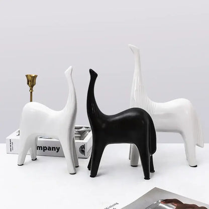 Minimalist black & white horse abstract ornaments living room decor