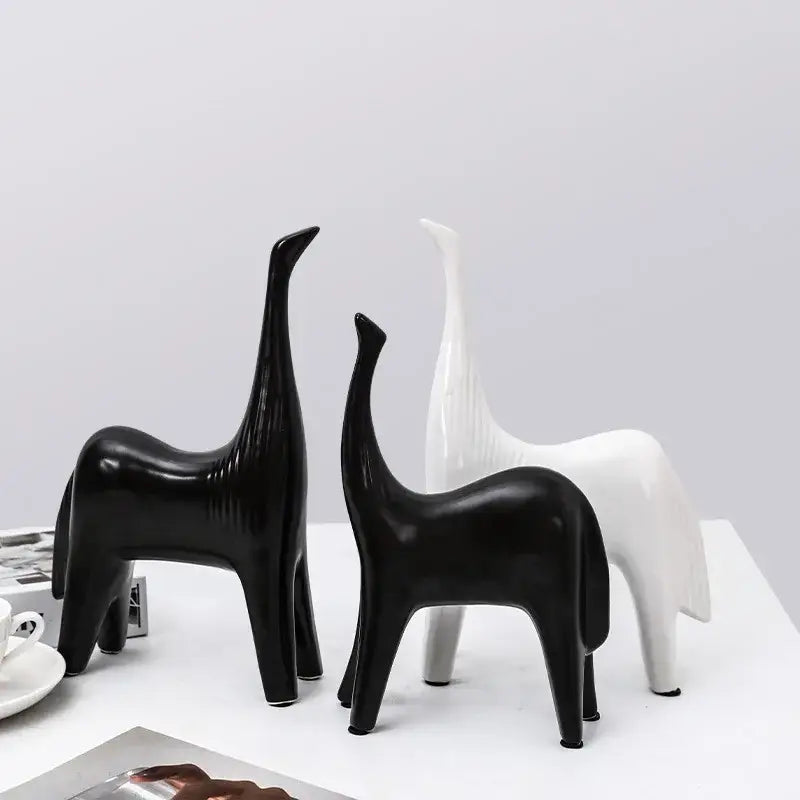 Minimalist black & white horse abstract ornaments living room decor