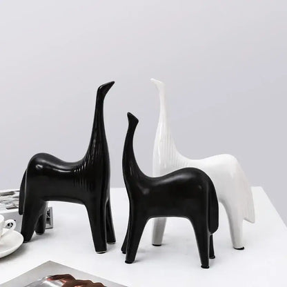 Minimalist black & white horse abstract ornaments living room decor