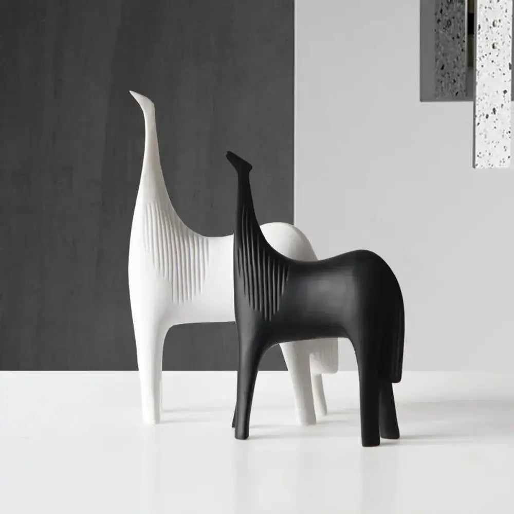 Minimalist black & white horse abstract ornaments living room decor