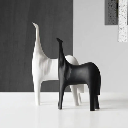 Minimalist black & white horse abstract ornaments living room decor