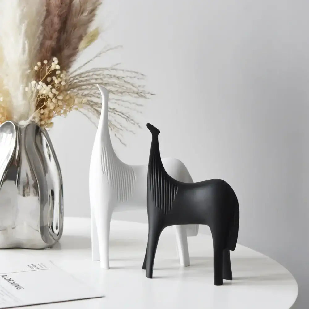 Minimalist black & white horse abstract ornaments living room decor
