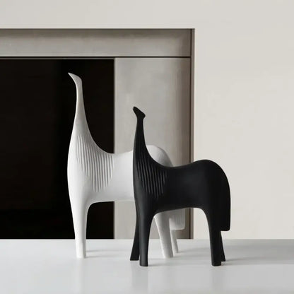 Minimalist black & white horse abstract ornaments living room decor