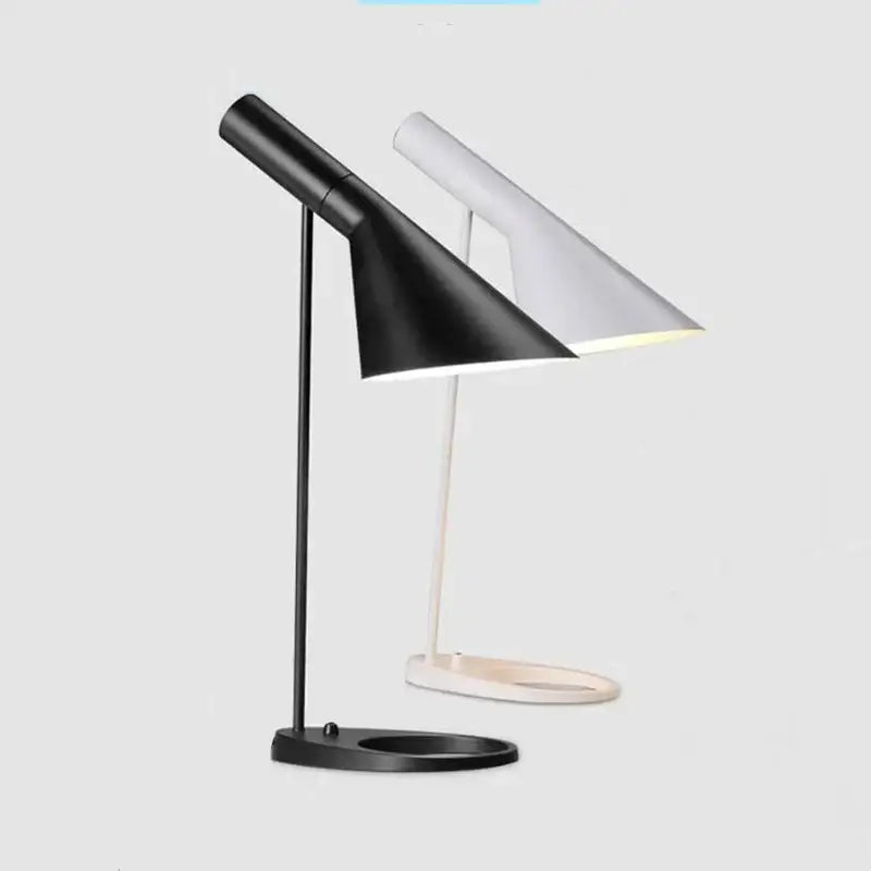 Minimalist black & white industrial iron table lamp for bedroom