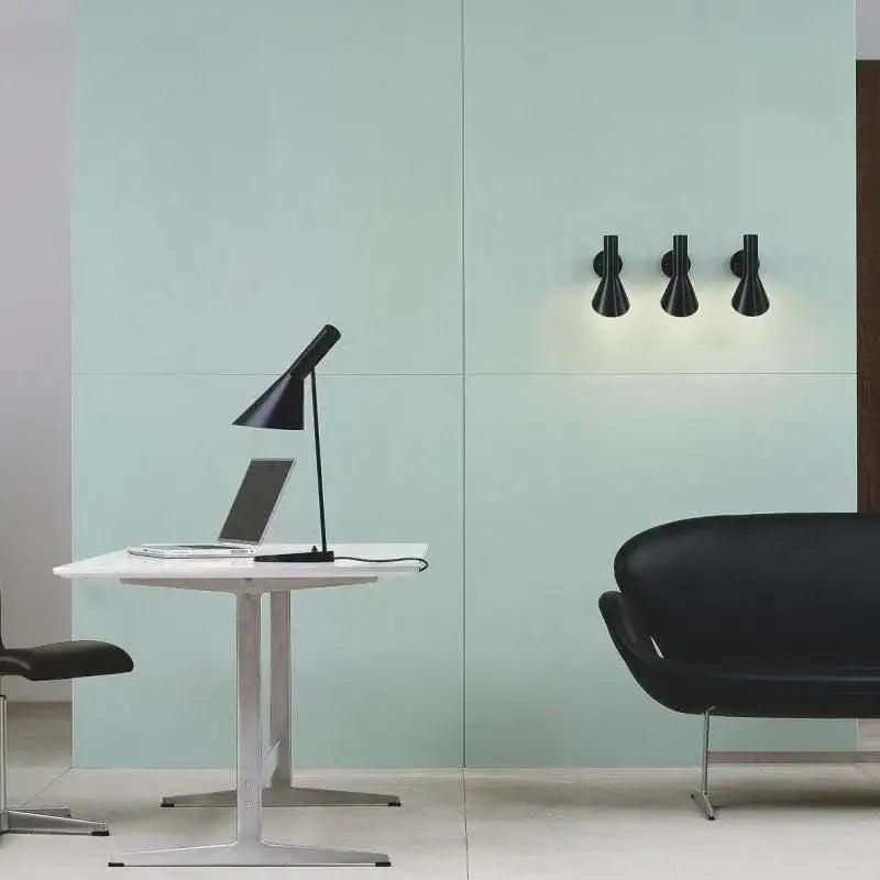 Minimalist black & white industrial iron table lamp for bedroom