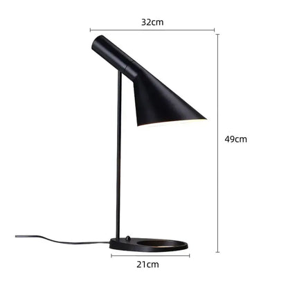 Minimalist black & white industrial iron table lamp for bedroom
