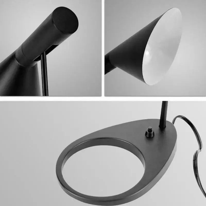 Minimalist black & white industrial iron table lamp for bedroom
