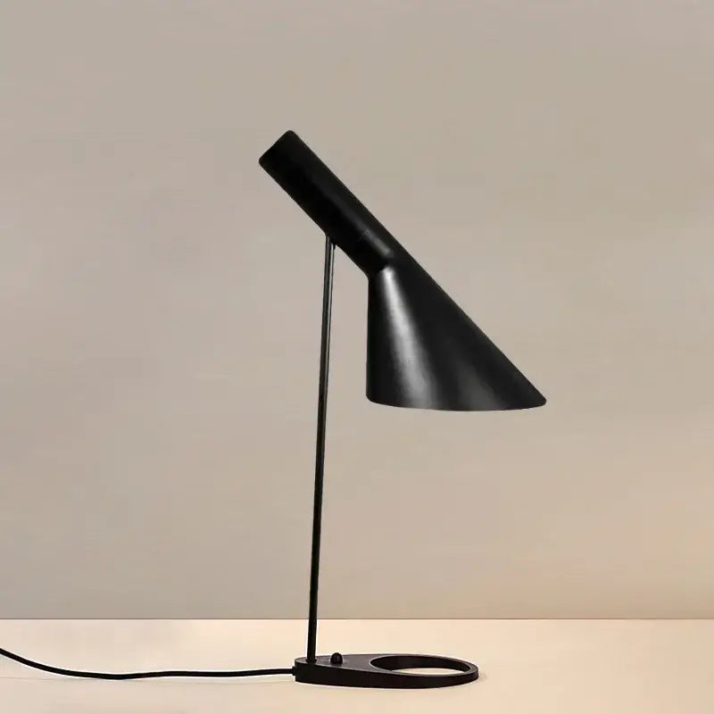 Minimalist black & white industrial iron table lamp for bedroom