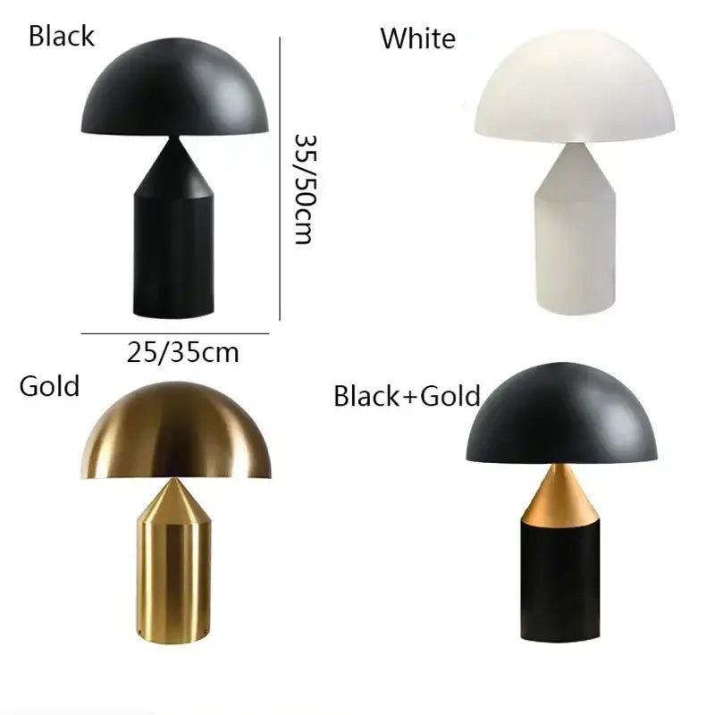 Minimalist black & white iron mushroom table lamp bedroom lighting
