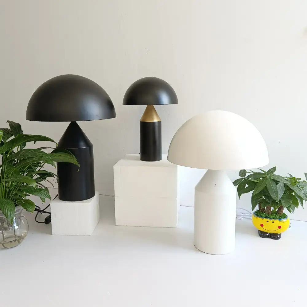Minimalist black & white iron mushroom table lamp bedroom lighting