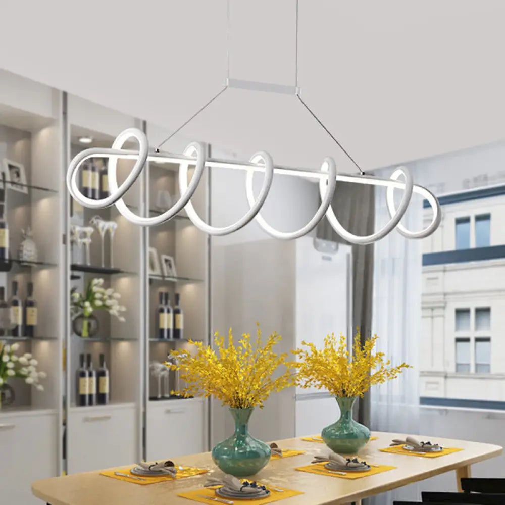DecorBites™ Minimalist Black/White LED Ceiling Light for Dining Room: Twisted Metallic Island Lighting