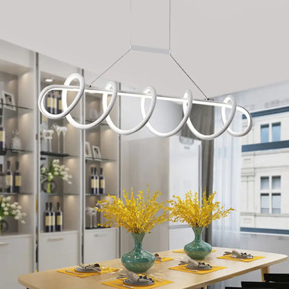 DecorBites™ Minimalist Black/White LED Ceiling Light for Dining Room: Twisted Metallic Island Lighting