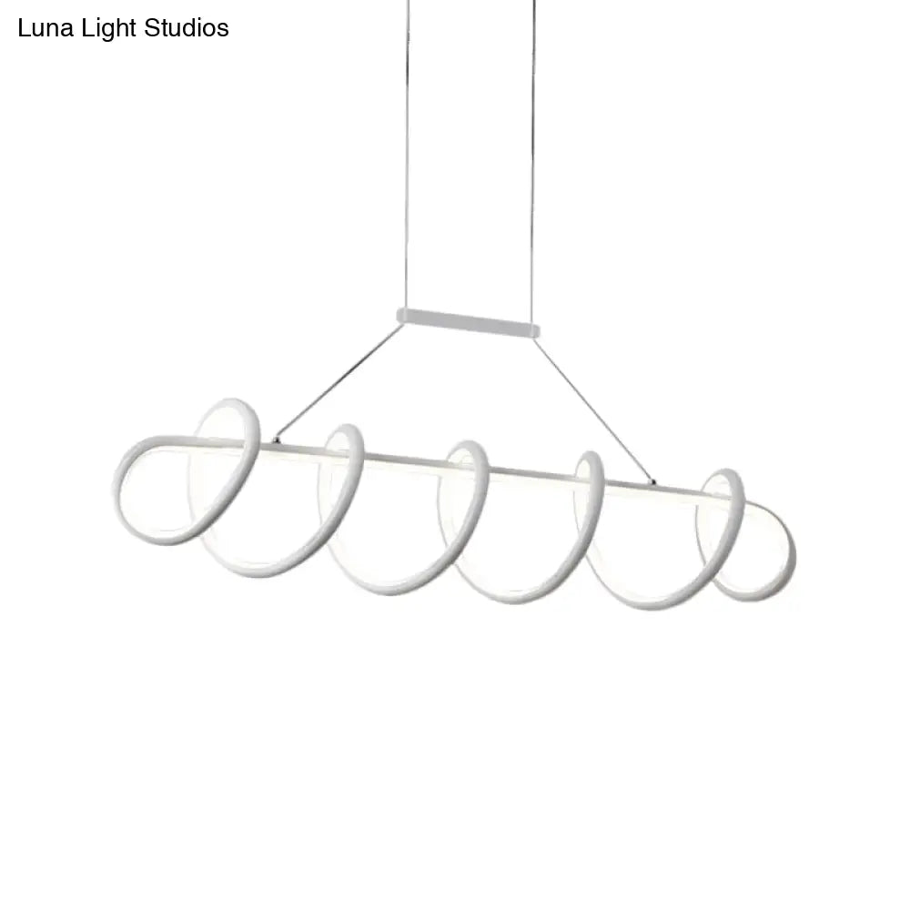 DecorBites™ Minimalist Black/White LED Ceiling Light for Dining Room: Twisted Metallic Island Lighting
