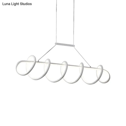 DecorBites™ Minimalist Black/White LED Ceiling Light for Dining Room: Twisted Metallic Island Lighting