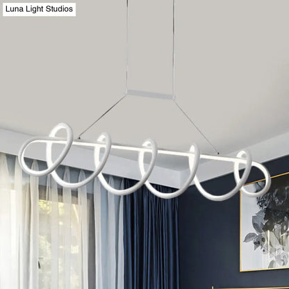 DecorBites™ Minimalist Black/White LED Ceiling Light for Dining Room: Twisted Metallic Island Lighting