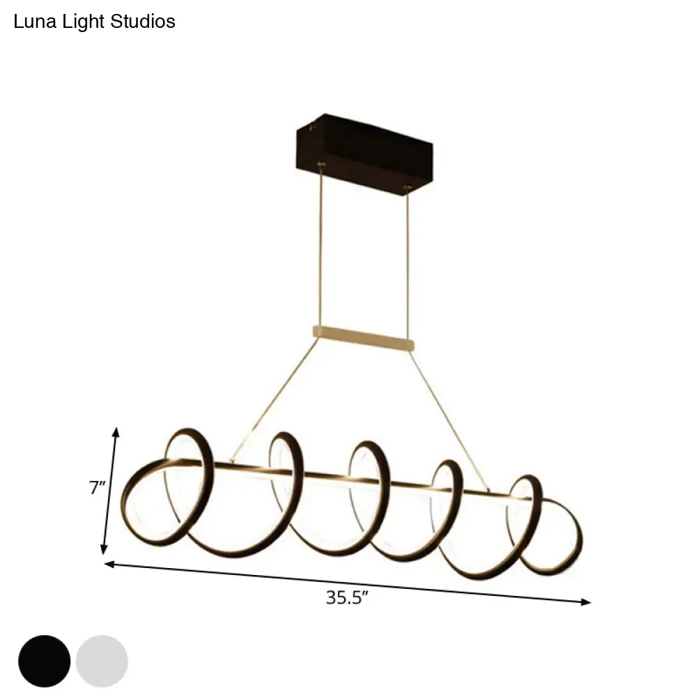 DecorBites™ Minimalist Black/White LED Ceiling Light for Dining Room: Twisted Metallic Island Lighting