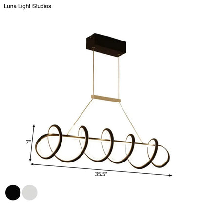 DecorBites™ Minimalist Black/White LED Ceiling Light for Dining Room: Twisted Metallic Island Lighting