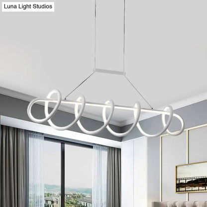 DecorBites™ Minimalist Black/White LED Ceiling Light for Dining Room: Twisted Metallic Island Lighting