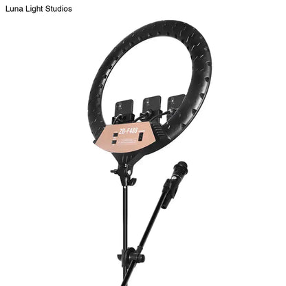 Minimalist black & white led ring light bedroom phone holder color temperature