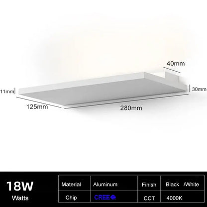 Minimalist black & white led wall light for bedroom and living room