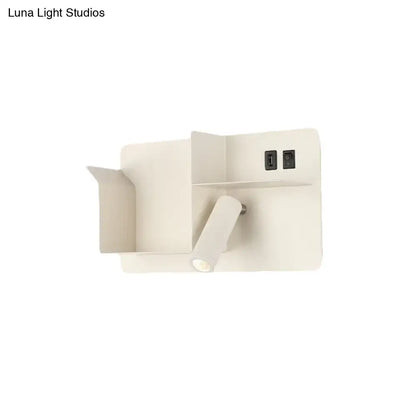 Minimalist black & white metal tubular wall light bedroom sconce