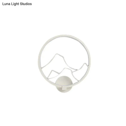 Minimalist black & white mountain acrylic ring wall lamp bedroom