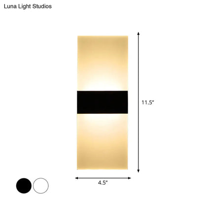 DecorBites™ Minimalist Black/White Rectangular LED Sconce Light - Thinnest Wall Mounted Lamp in Warm/White Light - 11.5"/16" W