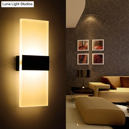 DecorBites™ Minimalist Black/White Rectangular LED Sconce Light - Thinnest Wall Mounted Lamp in Warm/White Light - 11.5"/16" W