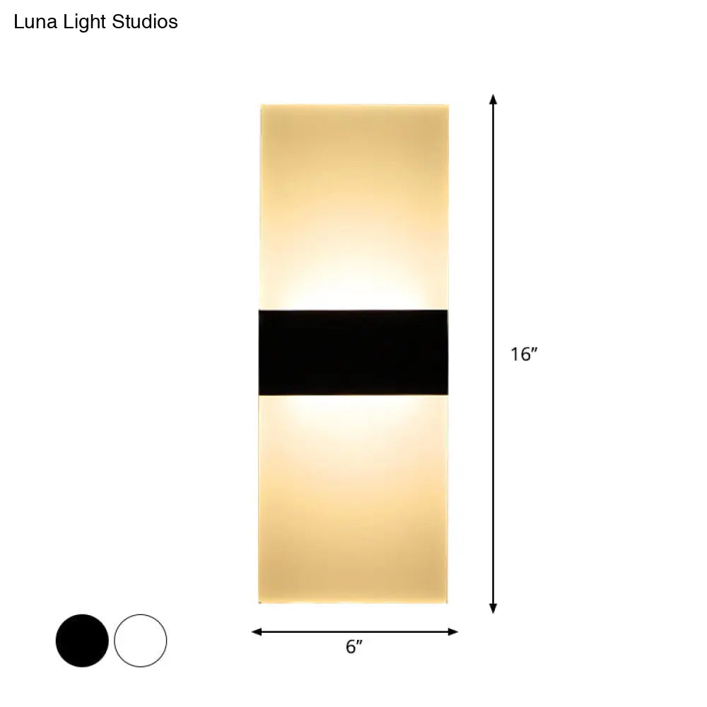 DecorBites™ Minimalist Black/White Rectangular LED Sconce Light - Thinnest Wall Mounted Lamp in Warm/White Light - 11.5"/16" W