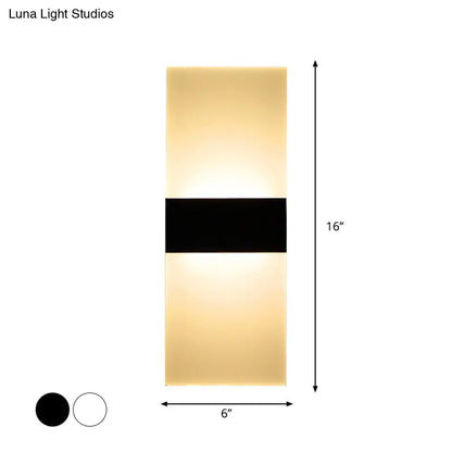 DecorBites™ Minimalist Black/White Rectangular LED Sconce Light - Thinnest Wall Mounted Lamp in Warm/White Light - 11.5"/16" W