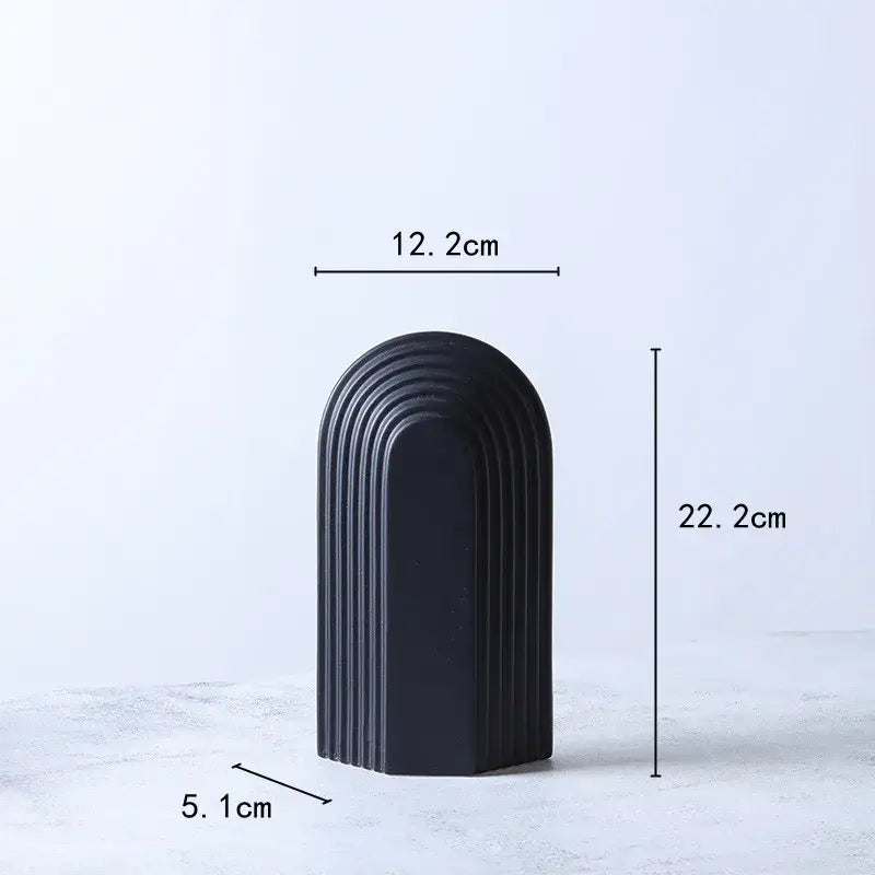 Minimalist black & white semicircular arch bookends living room decor