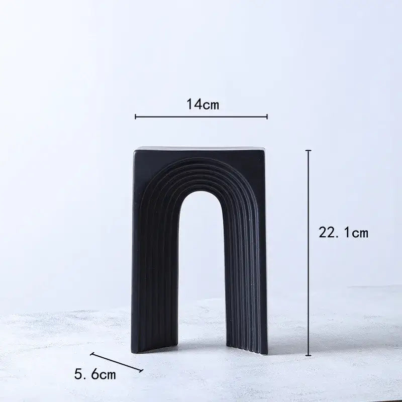 Minimalist black & white semicircular arch bookends living room decor