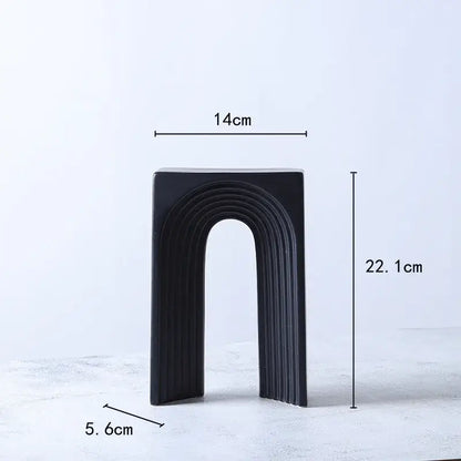 Minimalist black & white semicircular arch bookends living room decor