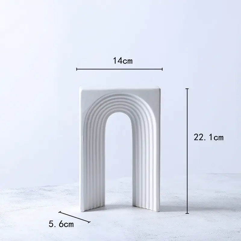 Minimalist black & white semicircular arch bookends living room decor