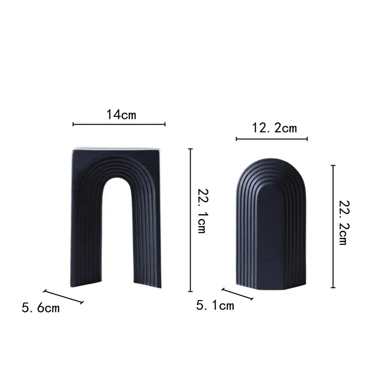 Minimalist black & white semicircular arch bookends living room decor