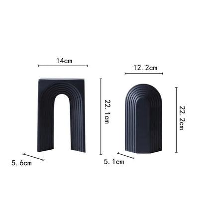 Minimalist black & white semicircular arch bookends living room decor