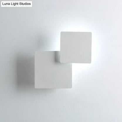 Minimalist black & white square wall lamp bedroom smd light source